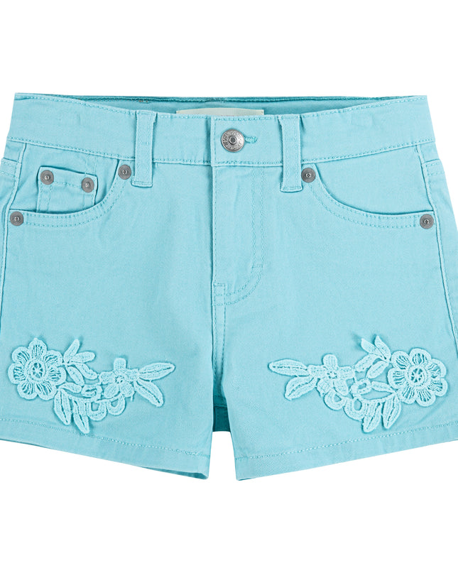 Teal Blue Embroidered Shorts