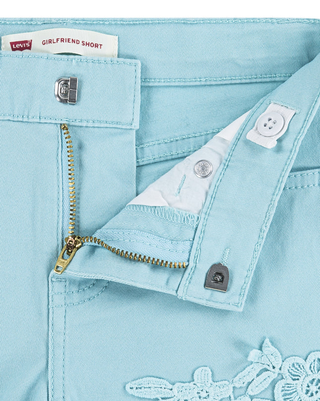 Teal Blue Embroidered Shorts