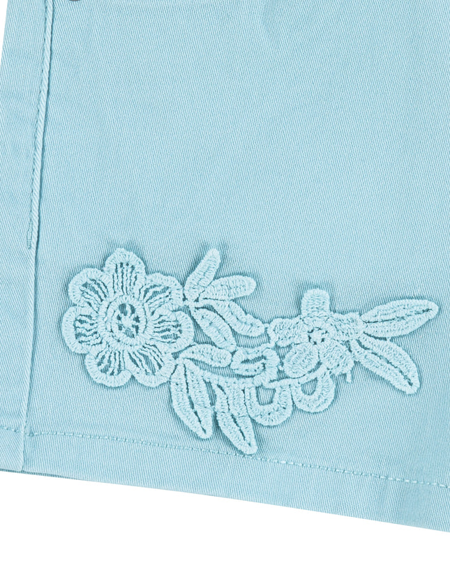 Teal Blue Embroidered Shorts