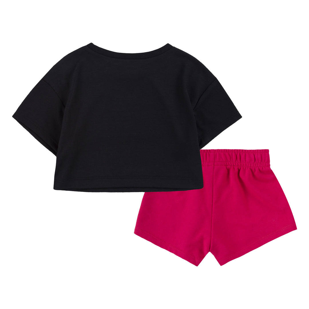nike-Black & Pink T-Shirt & Shorts Set-26j099-a4y