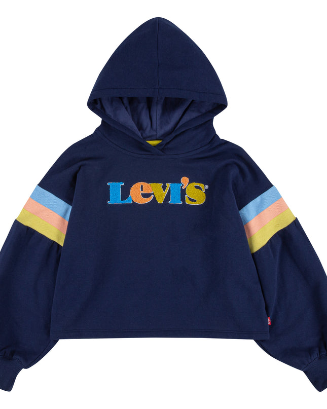 Navy Logo Print Hoodie