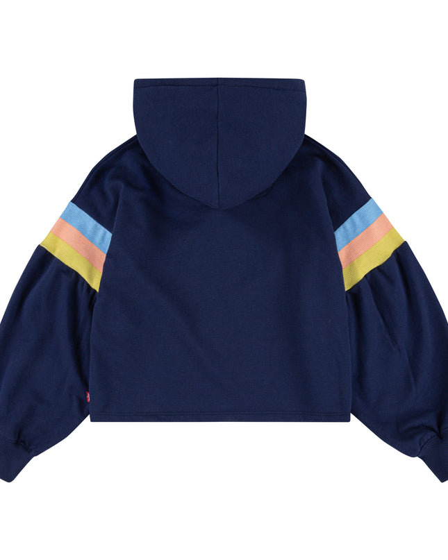 Navy Logo Print Hoodie