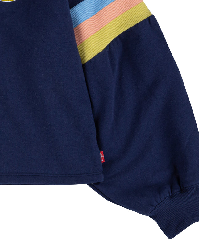 Navy Logo Print Hoodie