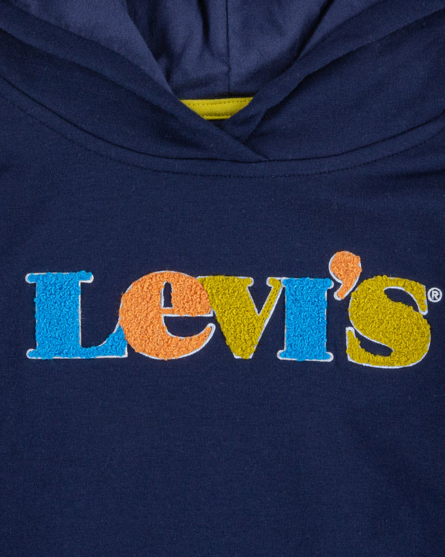 Navy Logo Print Hoodie