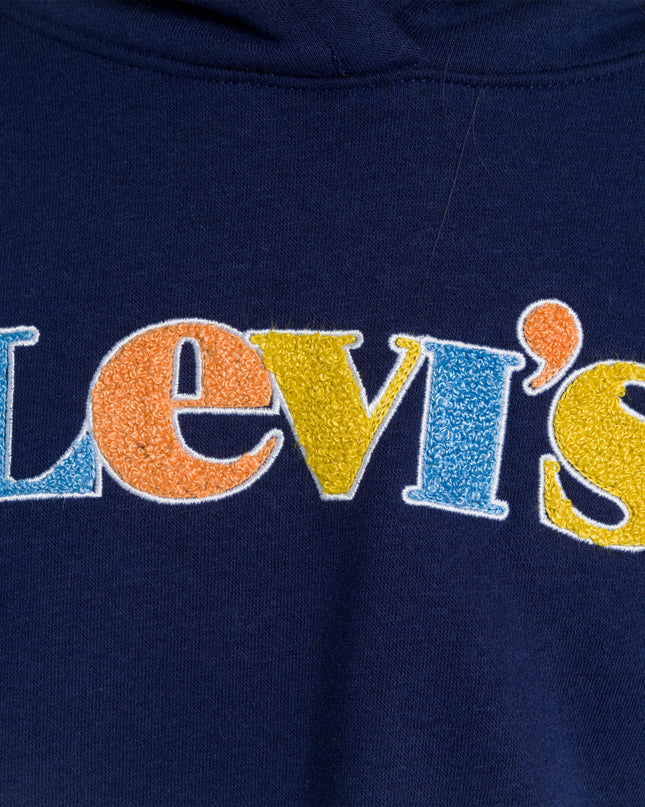 Navy Logo Print Hoodie