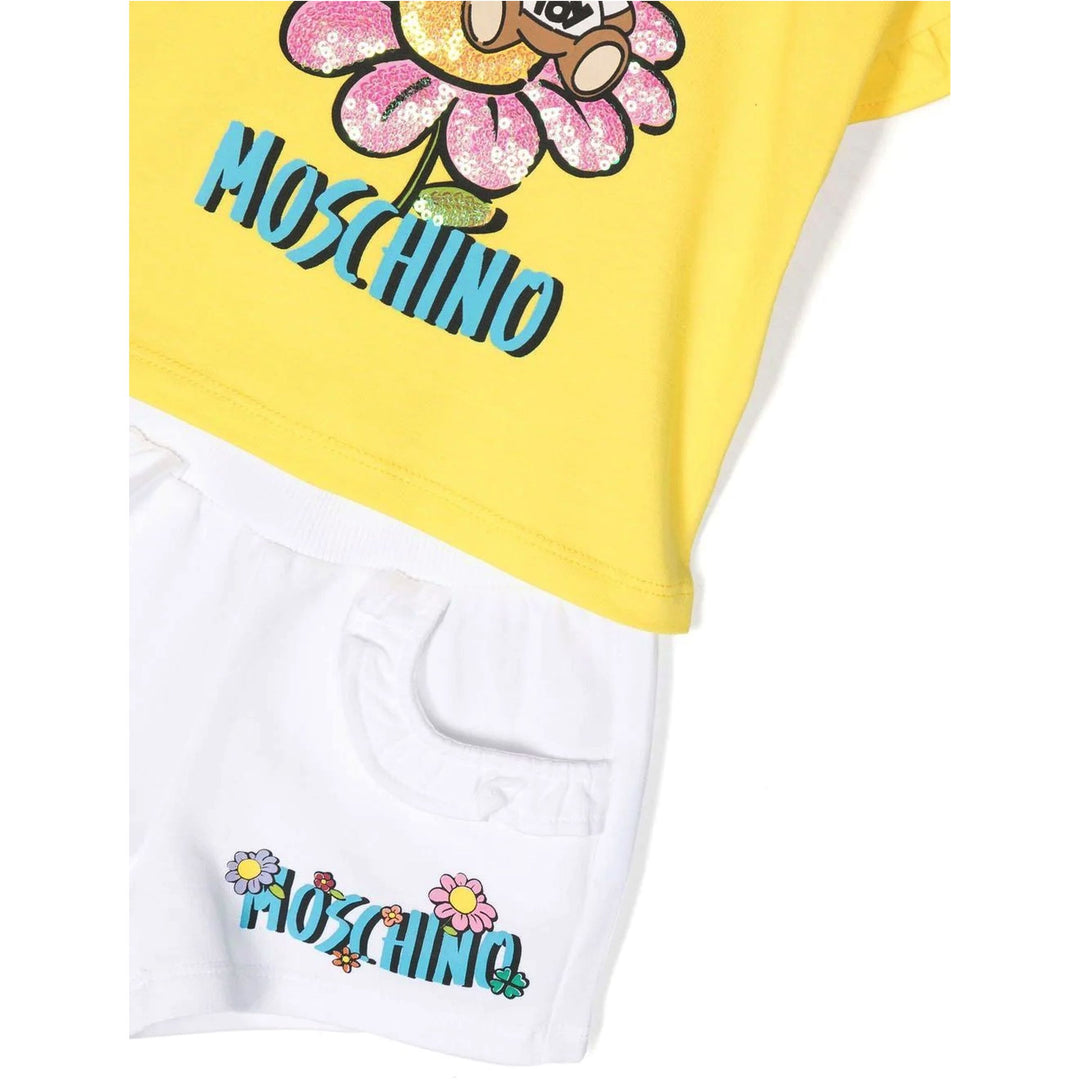 moschino-Flower Teddy T-shirt & Shorts Set in Stretch Cotton-set-mdg00p-lba08-10101
