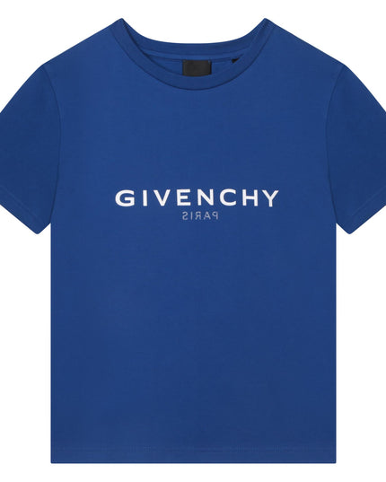 givenchy-h25404-865-kb-Blue Cotton Logo T-Shirt