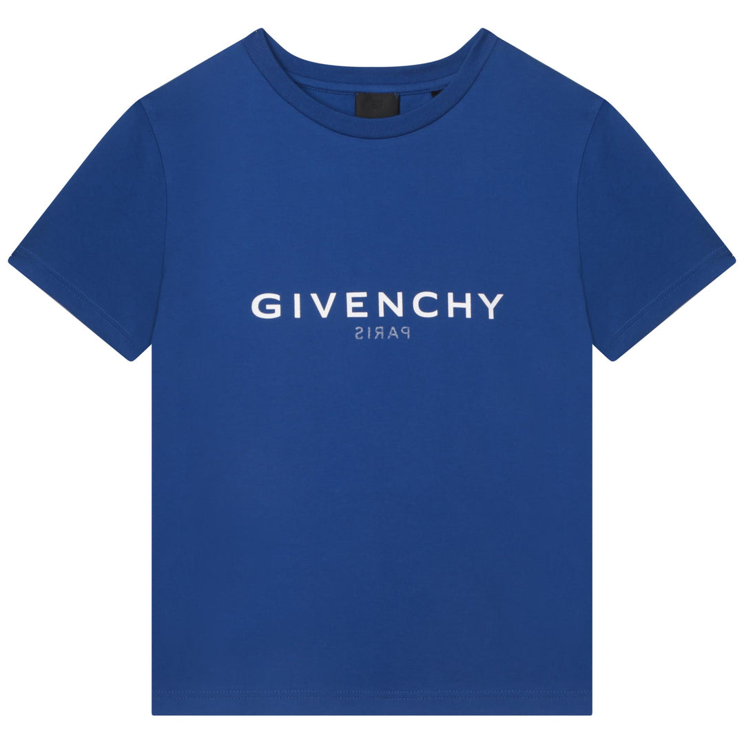 givenchy-h25404-865-kb-Blue Cotton Logo T-Shirt