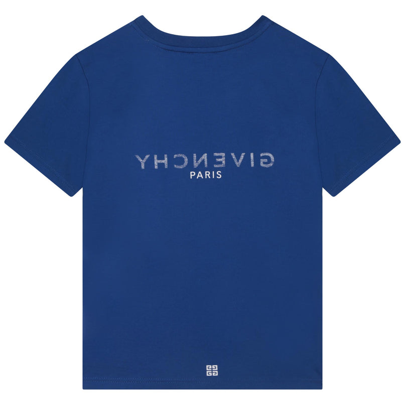 givenchy-h25404-865-kb-Blue Cotton Logo T-Shirt