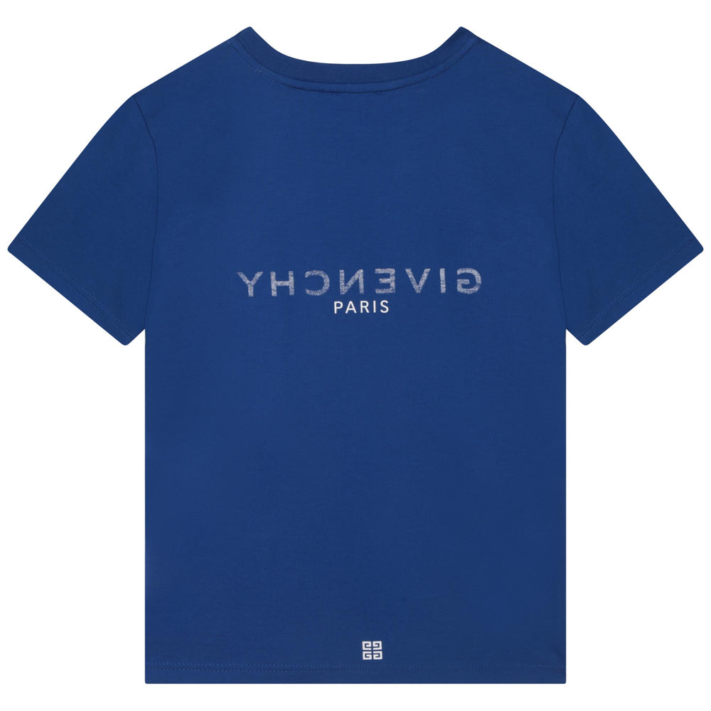 givenchy-h25404-865-kb-Blue Cotton Logo T-Shirt