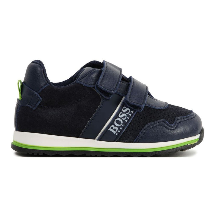 kids-atelier-boss-kids-baby-boys-navy-green-trim-logo-sneakers-j09139-849
