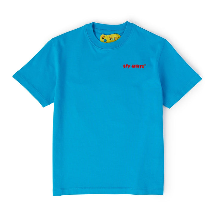 off-white-obaa002s23jer0094525-Blue & Red Logo T-Shirt