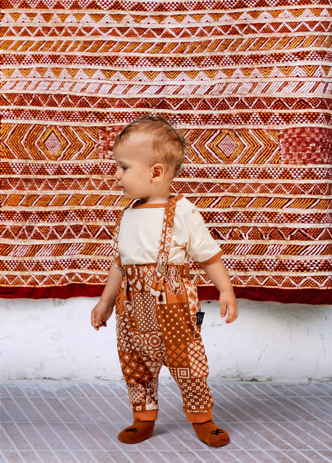 Beige Paisley Overalls Outfit