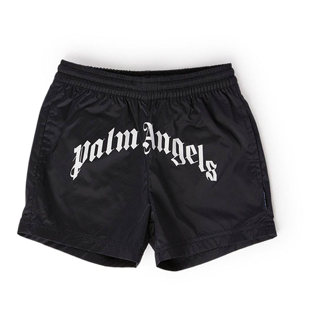 palm-angels-pbfd001c99fab0011001-Black Curved Logo Swimming Shorts