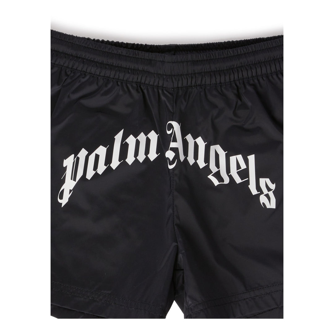 palm-angels-pbfd001c99fab0011001-Black Curved Logo Swimming Shorts
