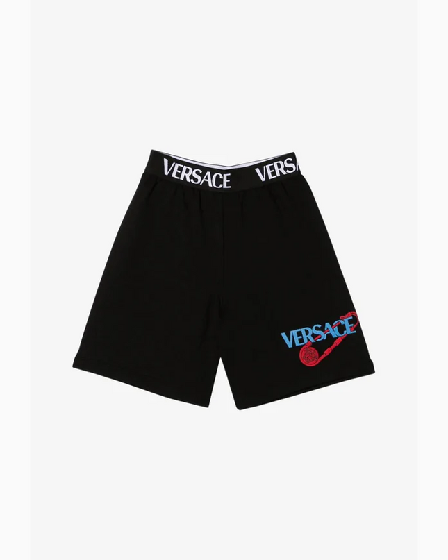 versace-Black Logo Shorts-1000124-1a04716-2b070