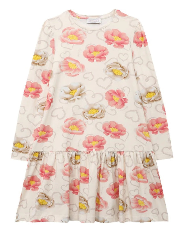 Beige Floral Print Dress