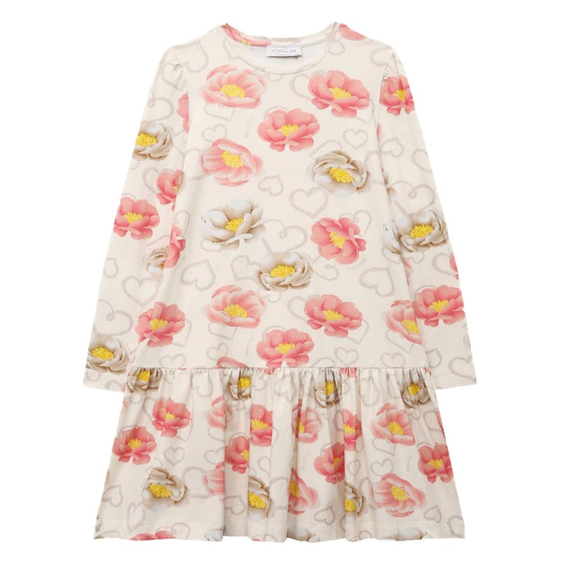 Beige Floral Print Dress