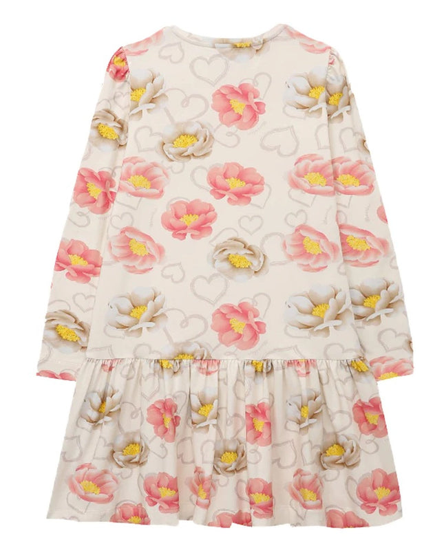 Beige Floral Print Dress