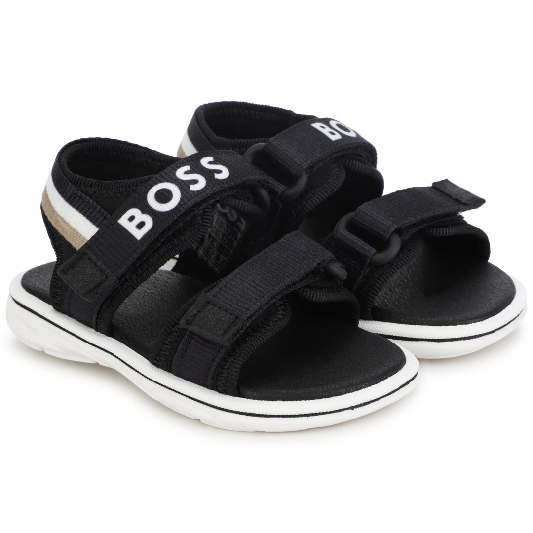 Black Logo Sandals