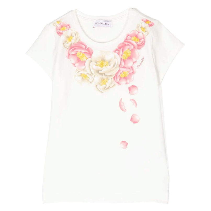 monnalisa-Ivory Cotton Floral T-Shirt-11b607np-2201-0001