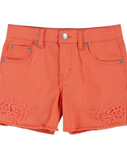 Coral Orange Embroidered Shorts