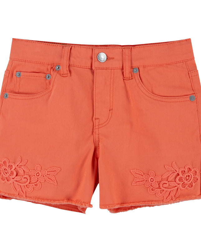 Coral Orange Embroidered Shorts