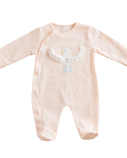 Pink Spring Birds Applique Romper