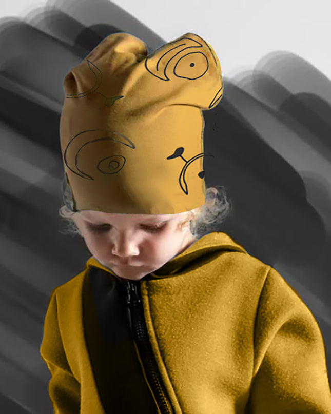 Mustard Crescent Beanie Set