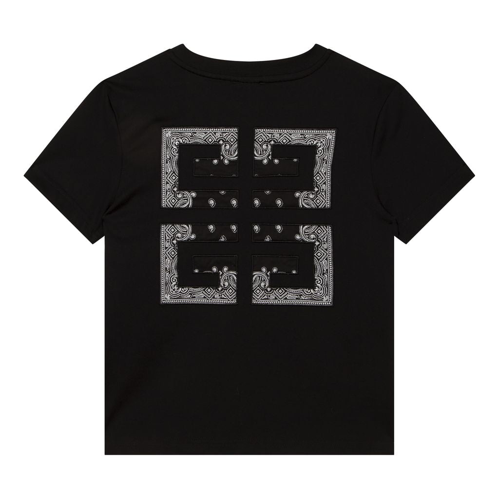 givenchy-h25382-09b-Black Embroidered Cotton Jersey T-Shirt