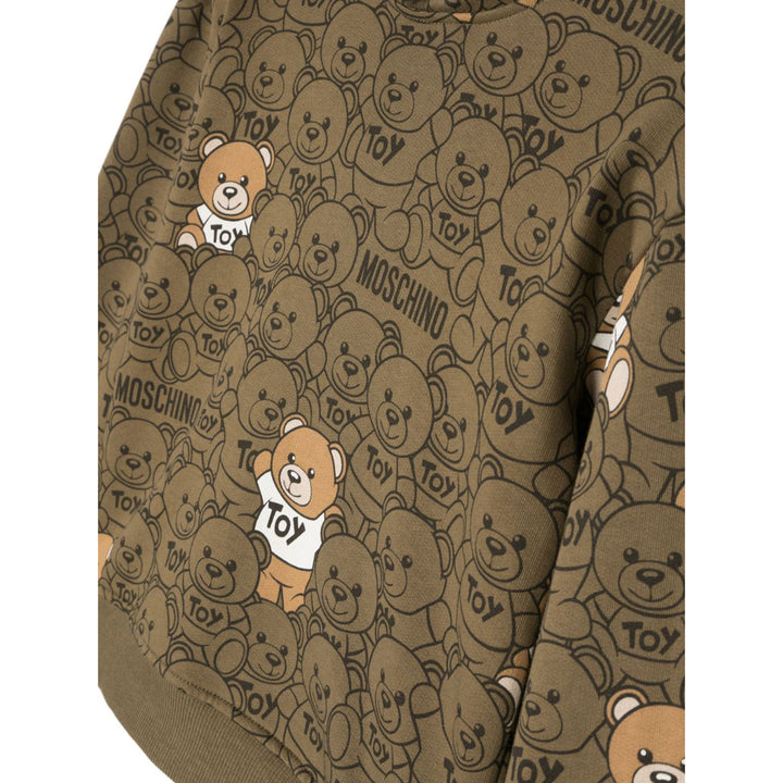 moschino-Green Teddy Bear Logo Hooded Top-huf07k-lcb45-84554