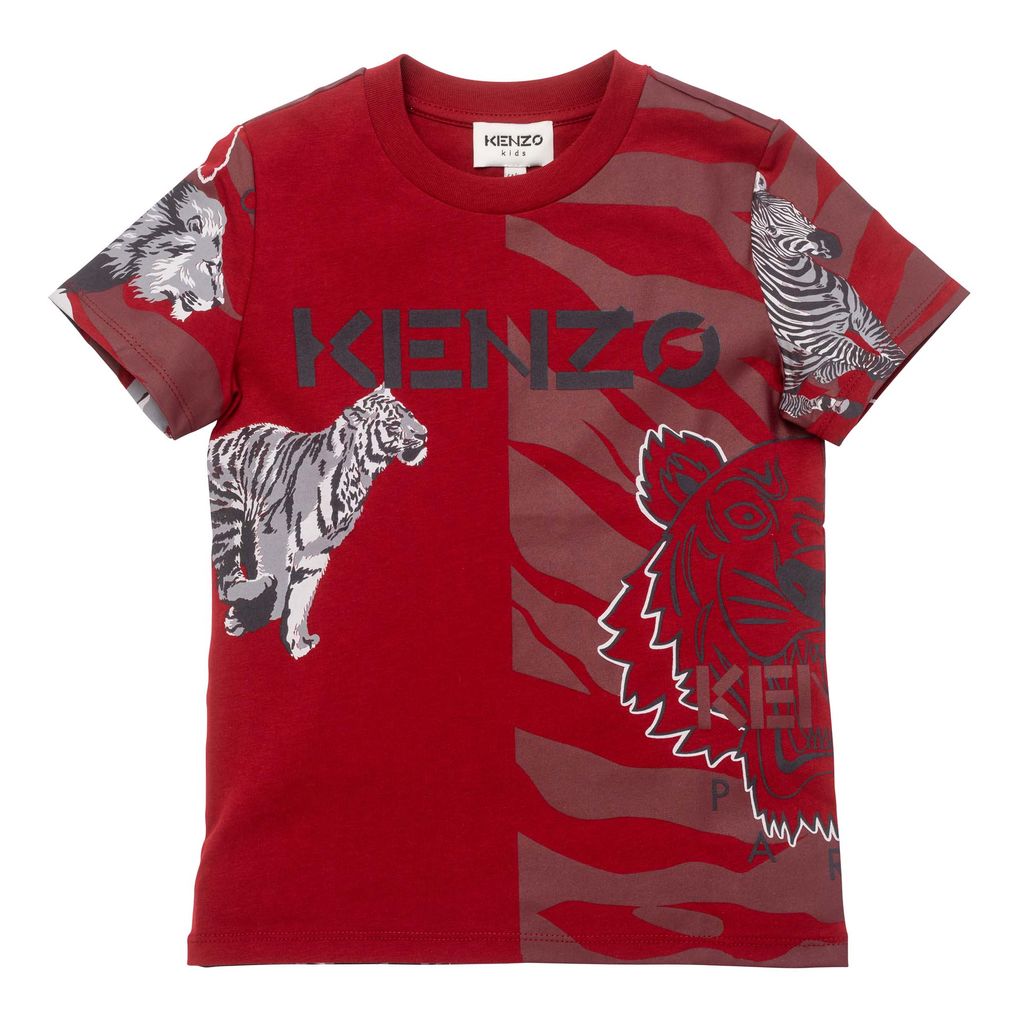 kenzo-Red Tiger Logo T-Shirt-k25190-96d