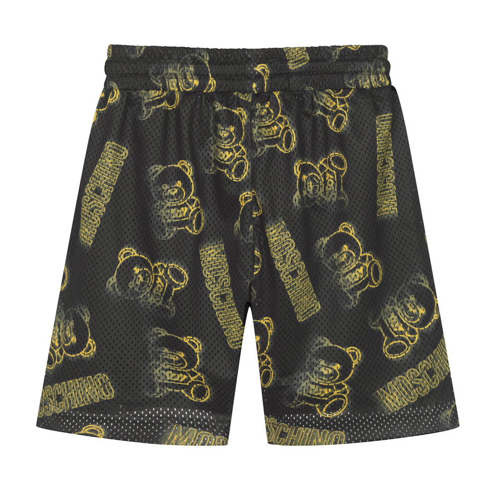 moschino-Black Teddy Bear Logo Shorts-huq017-lib07-84299