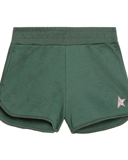 golden-goose-gyp01432-p000917-35845-Green Logo Print Shorts
