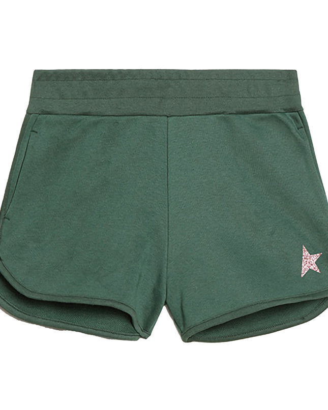 golden-goose-gyp01432-p000917-35845-Green Logo Print Shorts