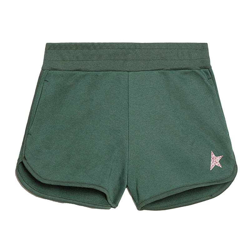 golden-goose-gyp01432-p000917-35845-Green Logo Print Shorts