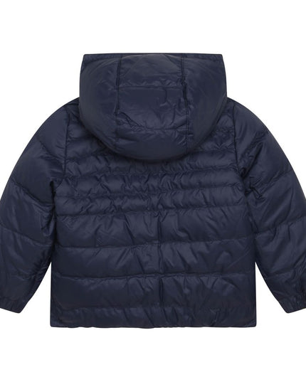 boss-Yellow & Navy Reversible Hooded Puffer Jacket-j06254-616