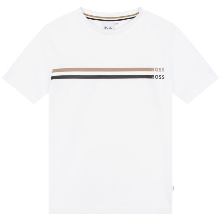 boss-j25o18-10p-kb-White Cotton Logo T-Shirt