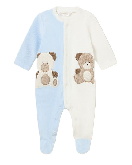 Blue Teddy Graphic Colorblock Babygrow