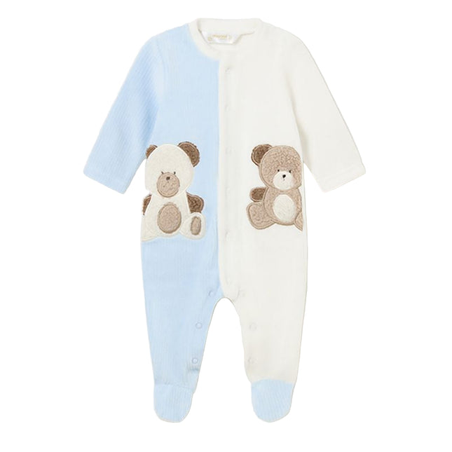 Blue Teddy Graphic Colorblock Babygrow