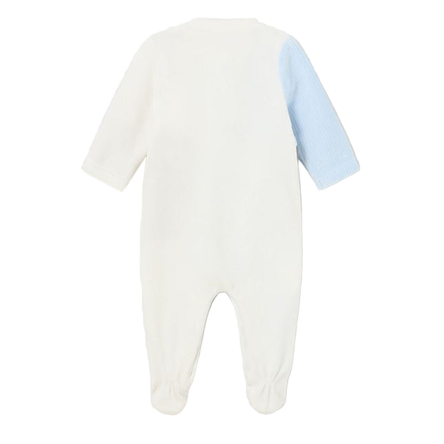 Blue Teddy Graphic Colorblock Babygrow