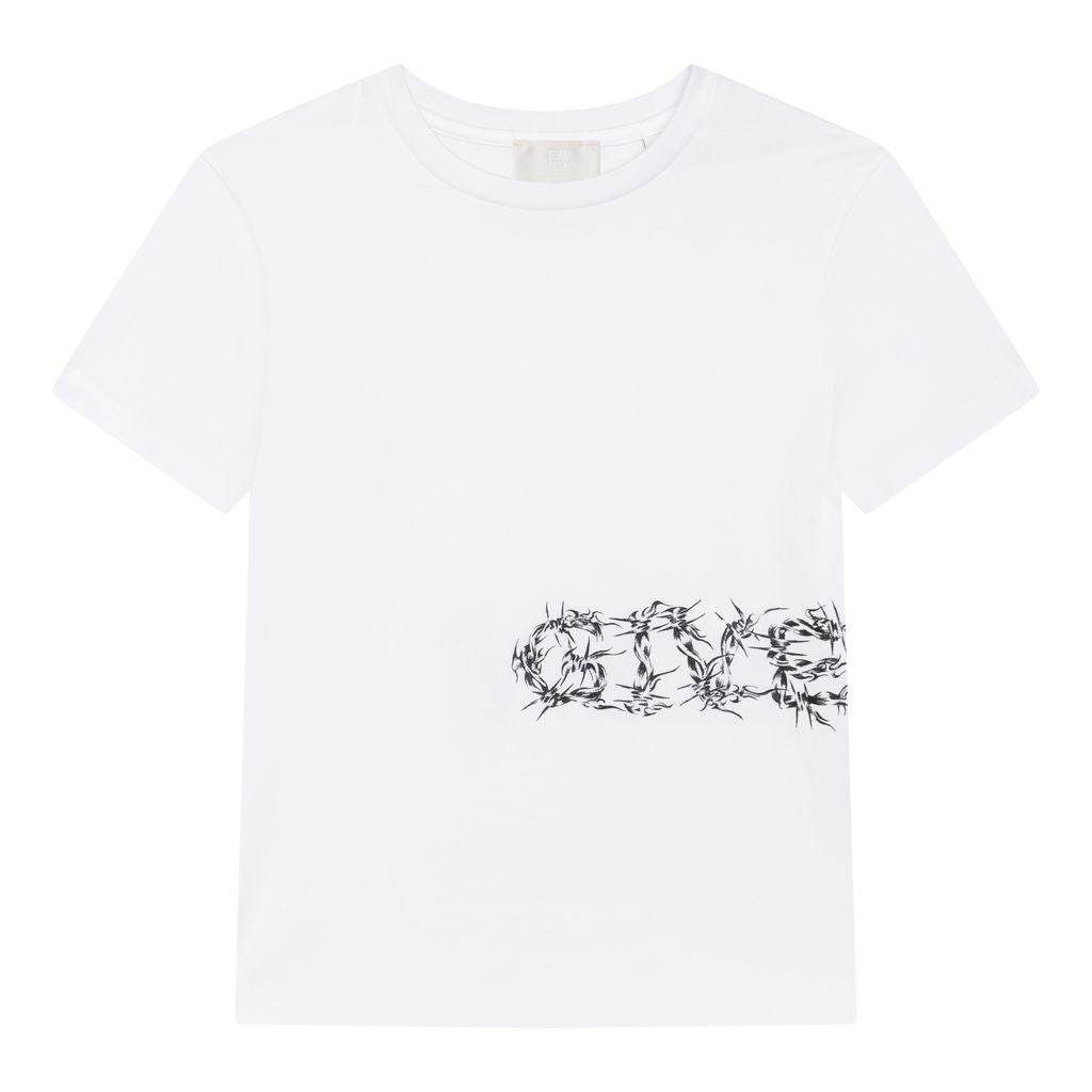 givenchy-h25380-10b-White Logo T-Shirt
