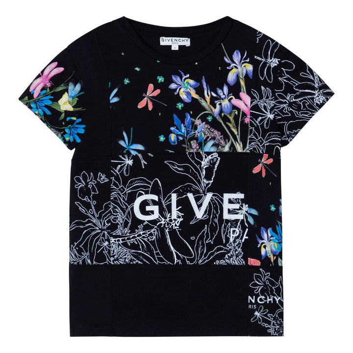 givenchy-Black Floral T-Shirt-h15218-09b
