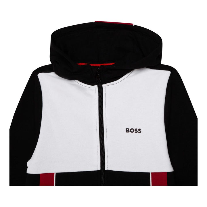 boss-Black Zip Up Hoodie-j25m73-09b