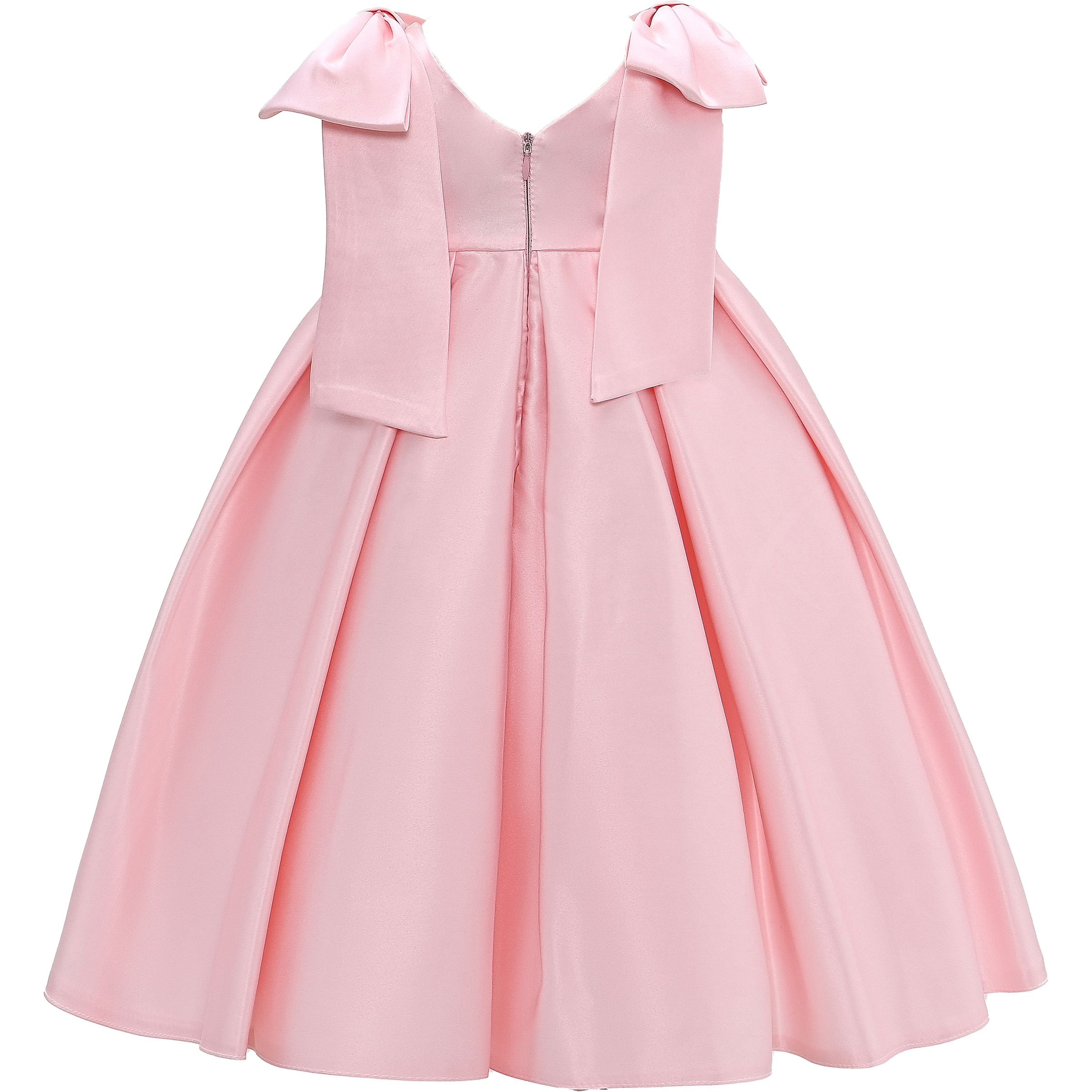 Pink Palermo Satin Bow Pleated Dress kids atelier