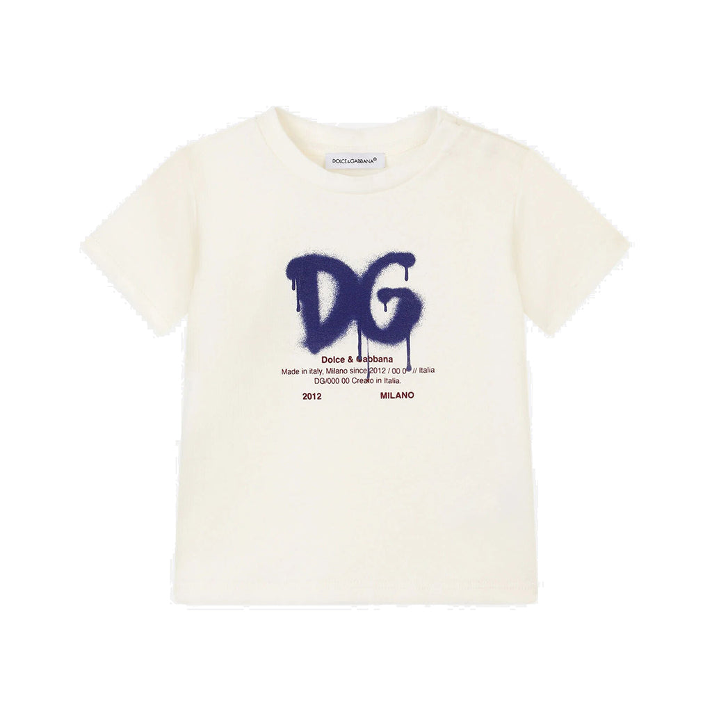 dg-White Logo Spray T-Shirt-l1jtds-g7a8g-ha3bn