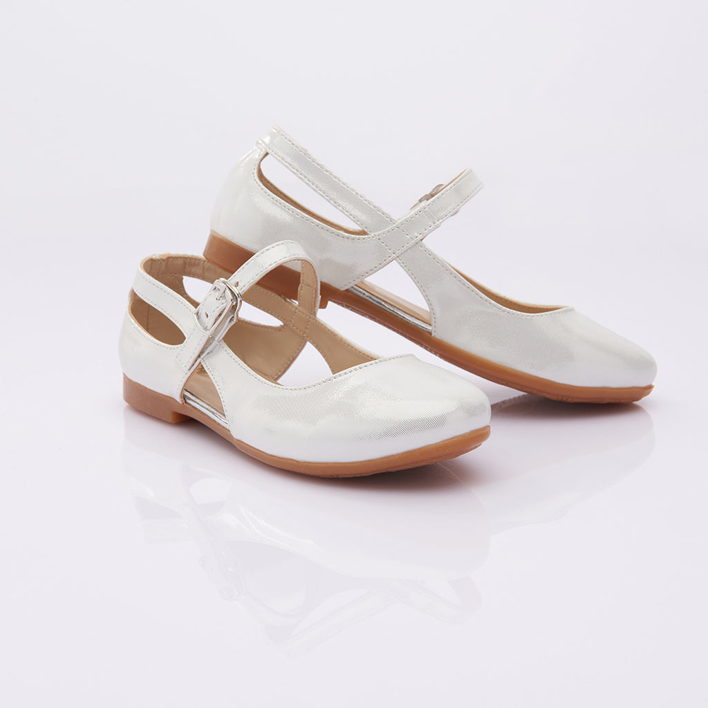 Toddler White Cut-Out Flats