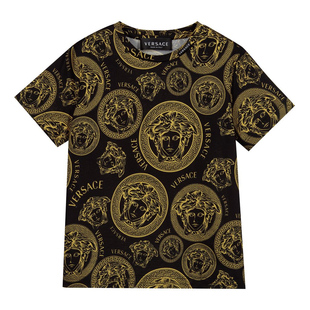 Black & Gold Medusa Print T-Shirt