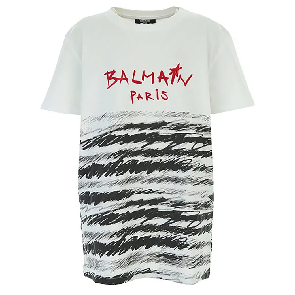 balmain-White Logo T-Shirt-6r8q31-z0082-100ne