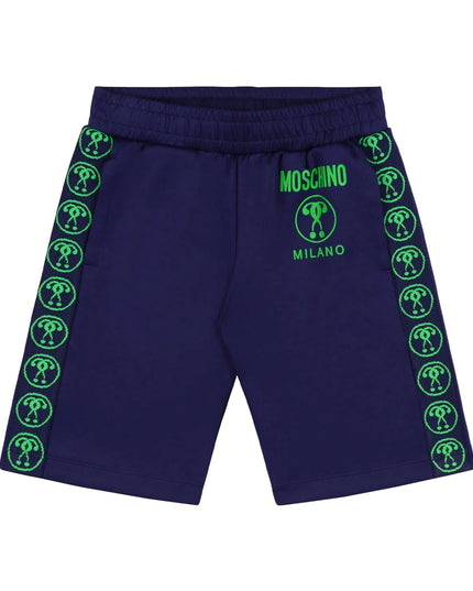 moschino-Blue Monogram Tape Shorts-huq016-lda40-40016